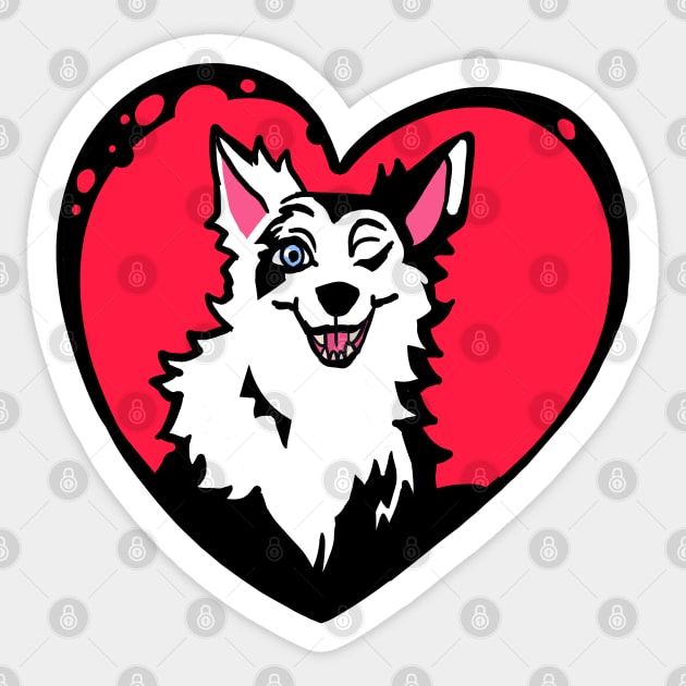 Heart wink dog car sticker plus Sticker by Angsty-angst